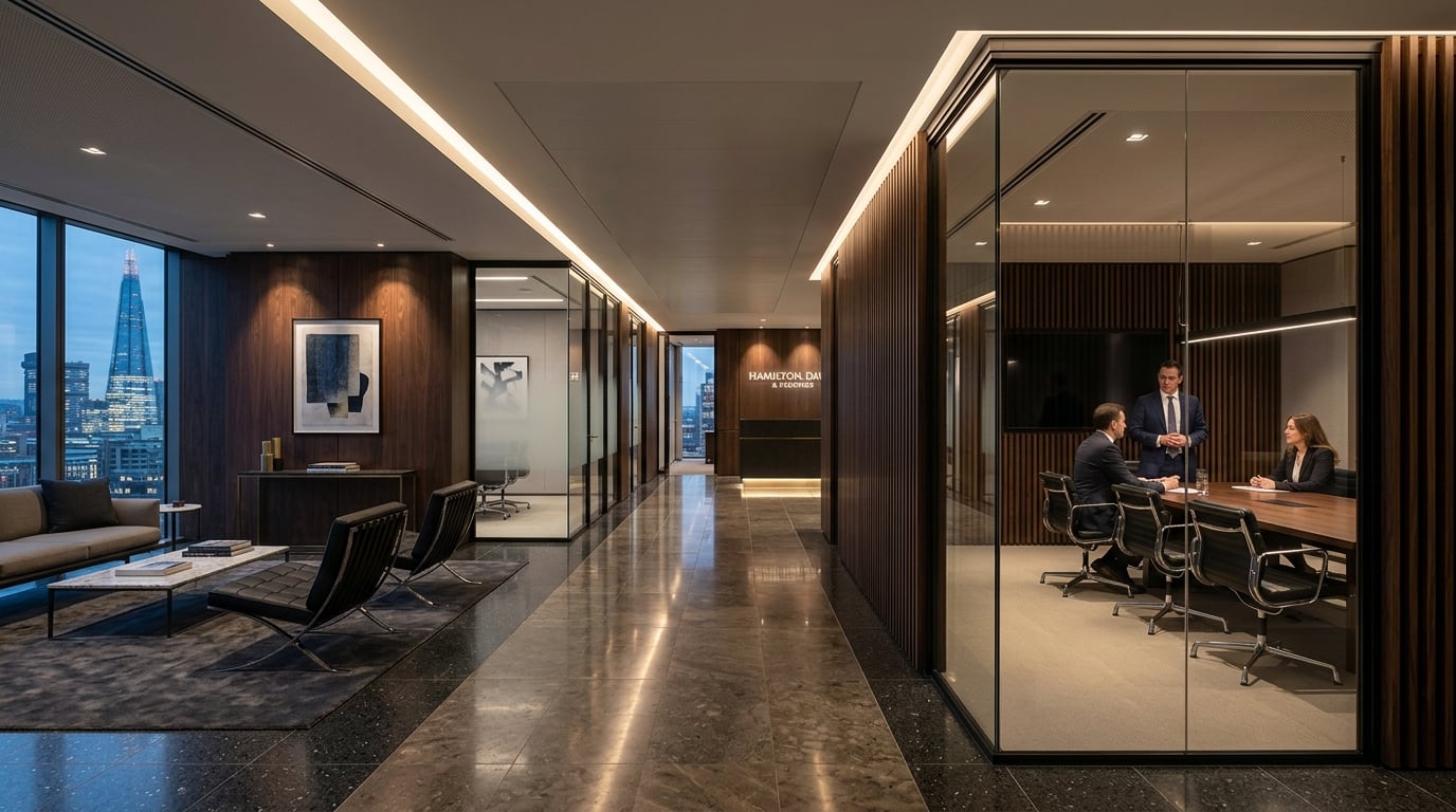 Oficina profesional moderna con diseño corporativo elegante